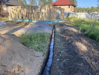 Траншея для отвода воды с участка